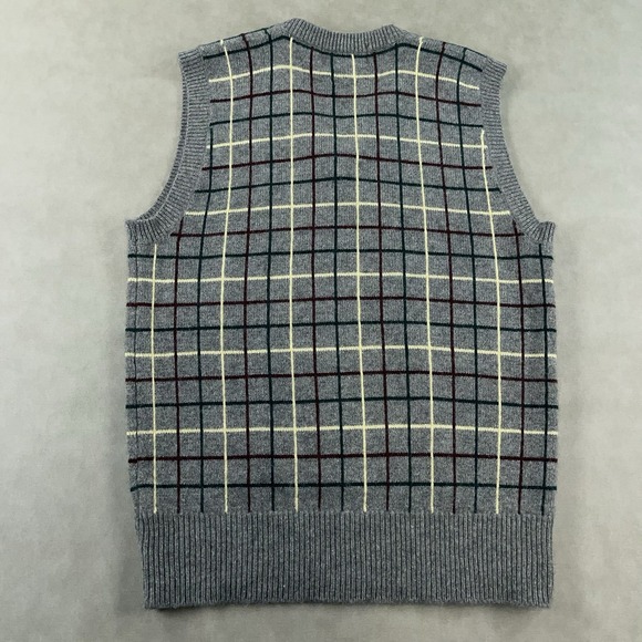 Vintage Polo Ralph Lauren Cashmere Sweater Vest Men's Large RRL Gray Plaid 90s - Picture 2 of 10